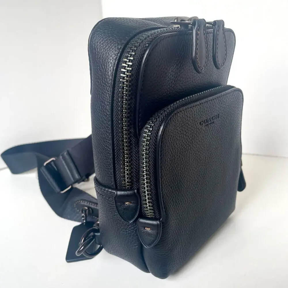 Coach Gotham Sling Pack 13 CR849 Black Leather Crossbody